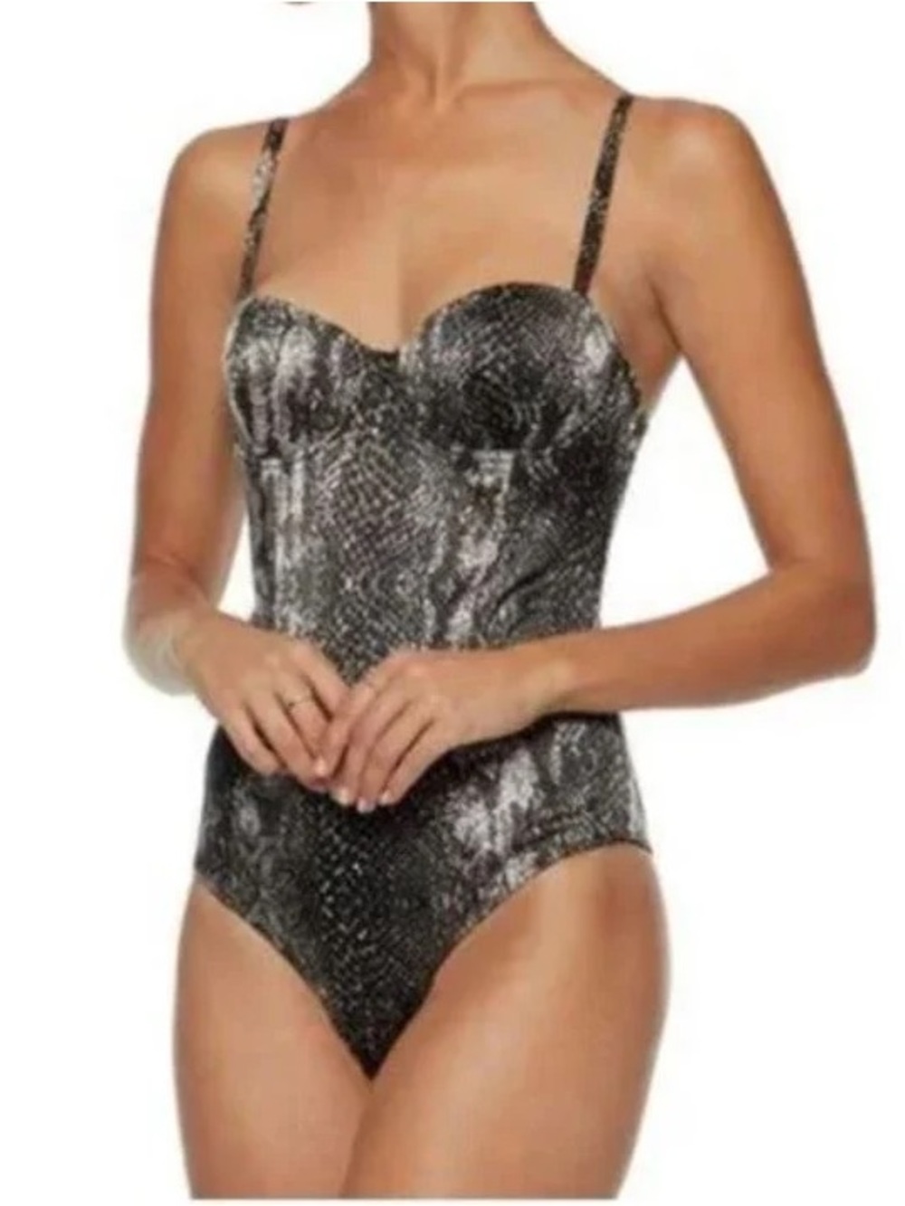 Fleur du Mal Silk Snakeskin Bodysuit